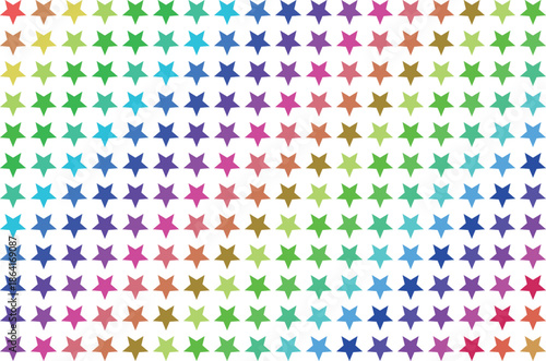 Vibrant multicolored star pattern on white background, colorful starry design for creative projects and decorative use with artistic and festive