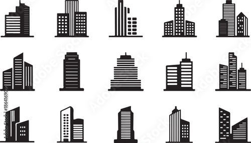Building icon vector set. apartment illustration sign collection. skyscraper symbol. architecture logo