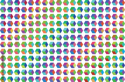 Vibrant multicolored hexagons pattern on white background, colorful geometric shapes illustration with graphic and design and abstract and art