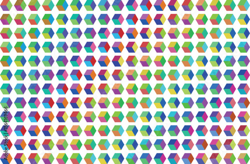 Vibrant multicolored hexagons pattern on white background, colorful geometric illustration for design and decoration purposes with artistic and graphic