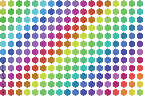 Vibrant multicolored hexagons pattern background graphic design element with colorful and geometric and shape and abstract and art and illustration