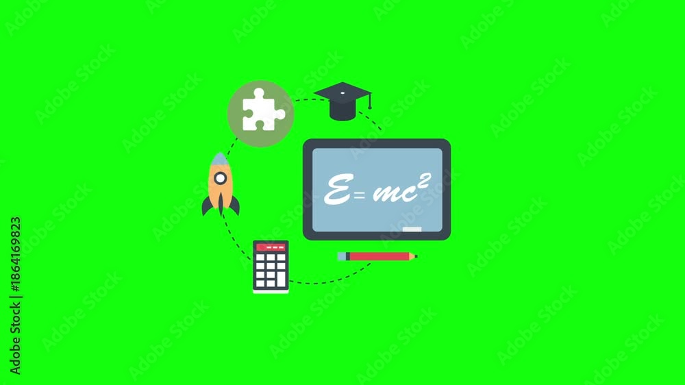 Online Education Illustration Animation on Green Screen Background in ...