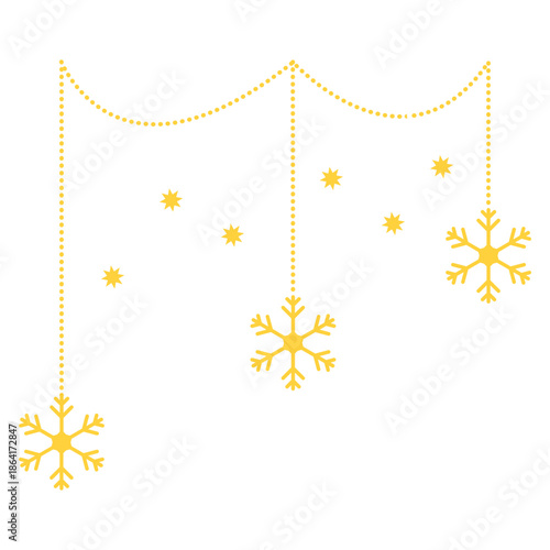 Festive Golden Snowflake Garland