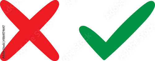 Red cross and green check mark