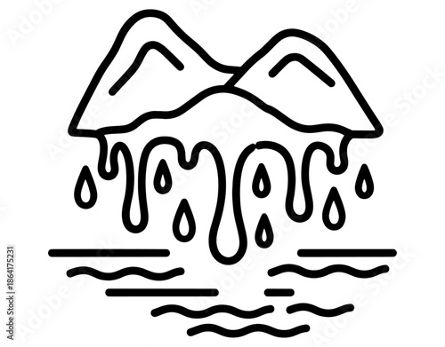 Global Warming and Climate Change Icon. Minimalist Vector Illustration of Earth Globe with Heat Waves for Environment Protection, Ecology, and Solar Heat Concept. Black Line Art.