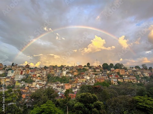 A rainbow over Antananarivo, Madagascar. 