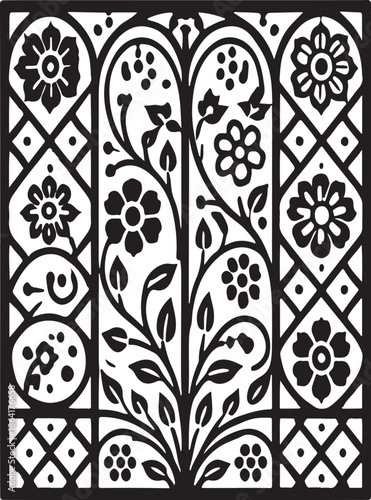 Decorative Floral Geometric Tile Pattern Vector

Ornamental Ironwork Style Square Pattern Design

Vintage Floral Lattice Pattern Illustration