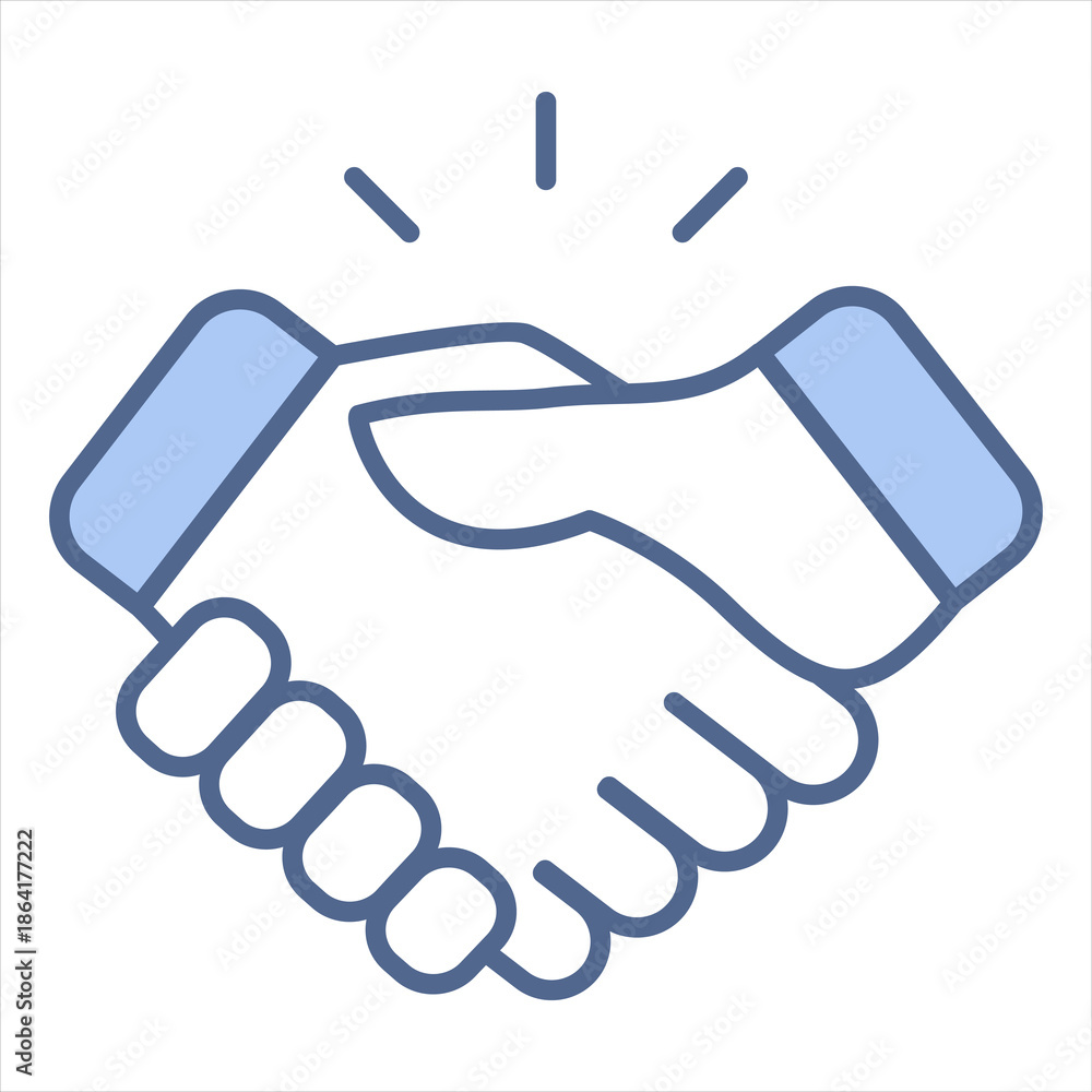 Fototapeta premium Handshake Blue Icon Vector Illustration
