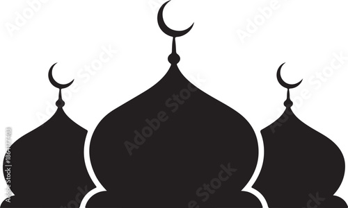Silhouette of a mosque with crescent moons a symbol of islam