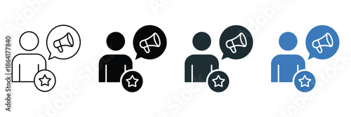 Influencer icon set in multiple styles, including vector illustrations for social media, personal branding, content creation, marketing campaigns