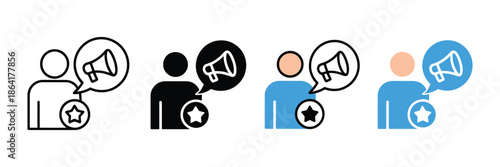 Influencer icon set, multiple style collection featuring vector symbols for social media personalities