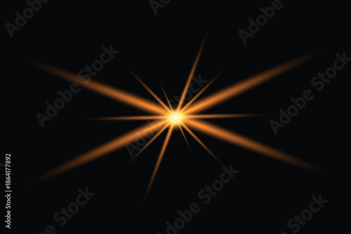 Light Vector with Sun Glare. Sun, Sunrays, and Glare in PNG Format. Gold Flare and Glare.	