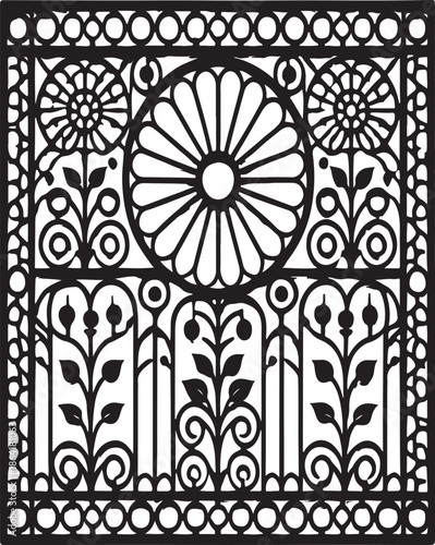 Decorative Floral Geometric Tile Pattern Vector

Ornamental Ironwork Style Square Pattern Design

Vintage Floral Lattice Pattern Illustration