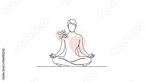Minimalist line art of a person meditating in lotus position.