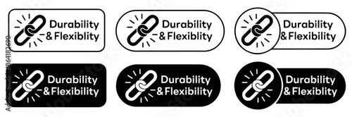 durability flexibility chain icon set