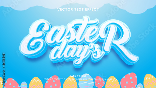 happy easter editable text effect 3d vector