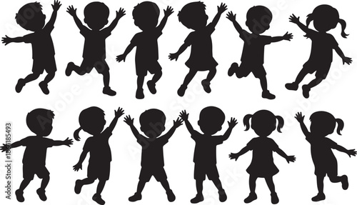 Vector silhouette of children