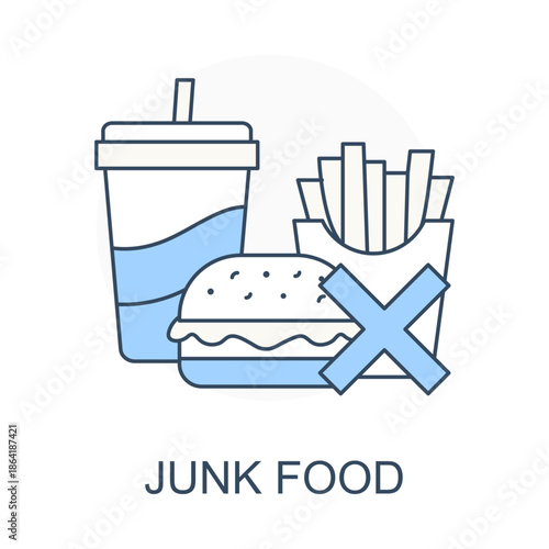 Junk Food Unhealthy Nutrition Line Icon Illustration