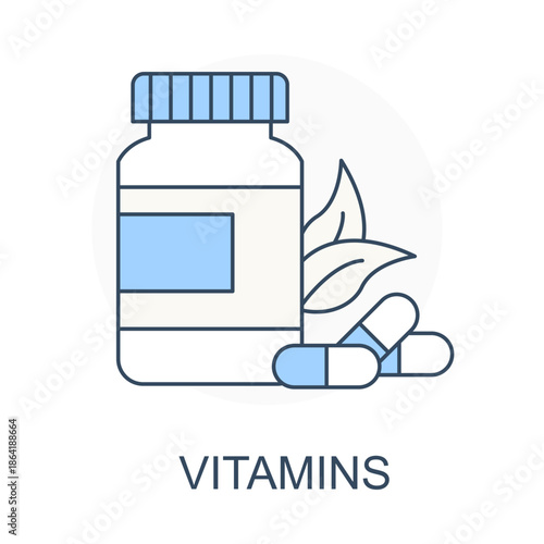 Vitamins and Supplements Healthy Lifestyle Line Icon