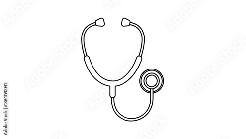 Simple black line drawing of a stethoscope on white background.
