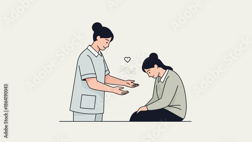 Caring healthcare professional offering comfort and support to a person in need, emphasizing empathy and compassion