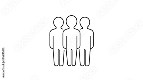 Simple line drawing of three people standing together.
