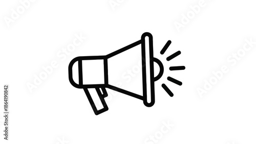 Simple black line drawing of a megaphone with sound waves.