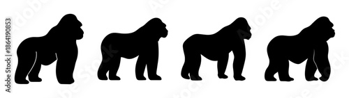 Silhouettes of four gorillas