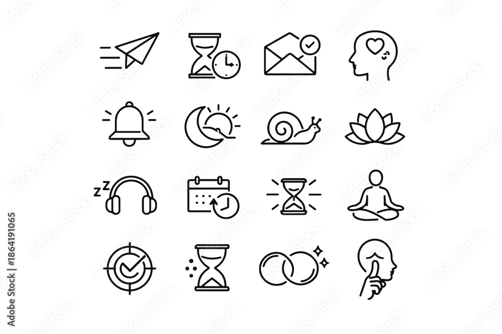 Fototapeta premium Silent communication gentle icons thoughtful preference mindful quiet coworking vector response calm