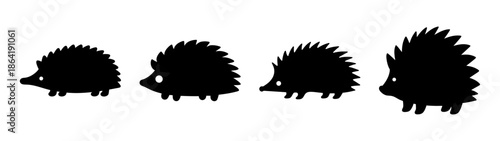 Sequence of four silhouetted hedgehogs