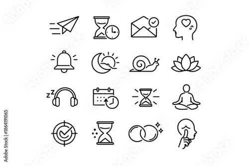 Silent communication gentle icons thoughtful preference mindful quiet coworking vector response calm