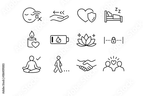 Absence respect clarity quiet awareness protection icons prevention icon boundary coworking rest