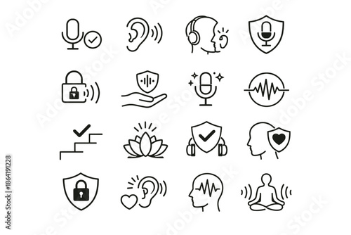 Vector calm app awareness cue mic decision audio digital mindful icon usage