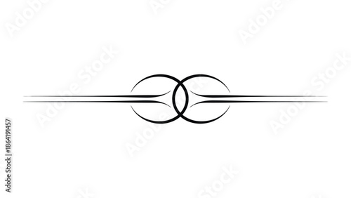 Elegance in Intertwined Circles: A stylized line element features two interwoven circles and elongated lines, creating a visual harmony and serving as a sophisticated design element. 