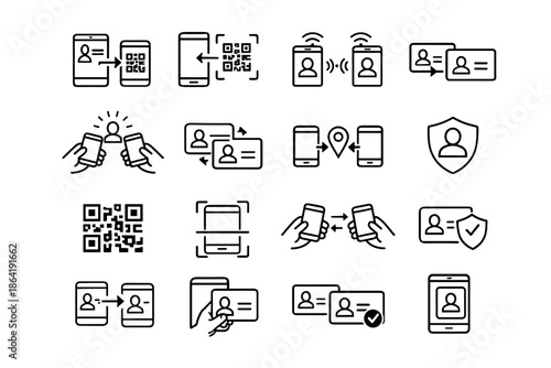 Icon qr safety method vector connection icons swap exchange card contact symbol