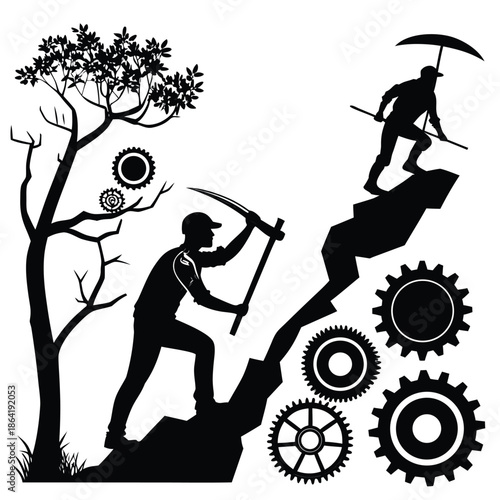 DAO Decentralized Autonomous Organization Icon Set – Black Silhouette Vector Icons