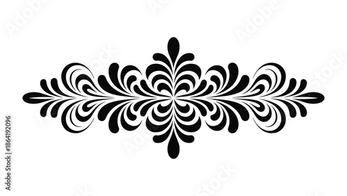 Elegant Floral Embellishment: A symmetrical floral design in black. The design evokes a sense of timeless beauty and sophistication. 