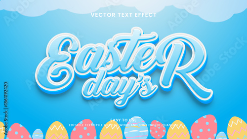 happy easter editable text effect 3d vector
