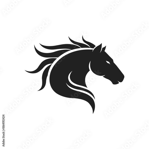Black Horse Head Logo Silhouette Vector Design