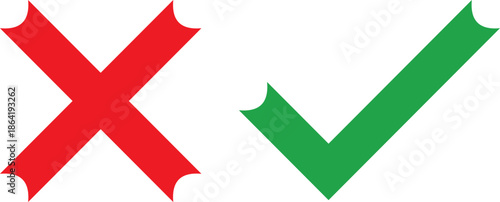 Red cross and green check symbols