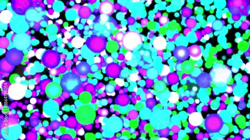 Animated background of beautifully glowing multicolor bubbles moving forward in an abstract motion. The smooth and luminous bubble movement creates a dreamy, vibrant, and visually captivating. 