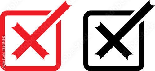 Red and black crosses in squares