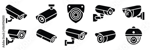 security camera surveillance icon design, a top ranked vector illustration featuring modern CCTV and monitoring symbols, perfect for security, technology, and safety-related digital and print projects
