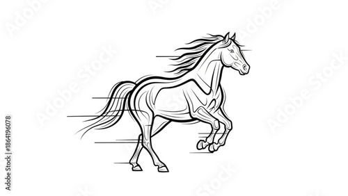 Black horse vector illustration running on white background