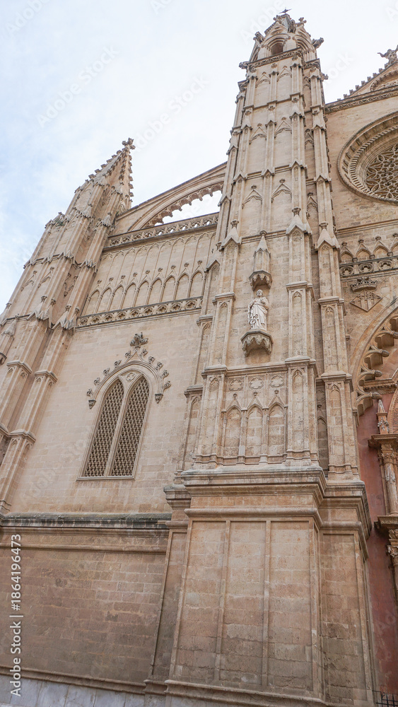Fototapeta premium The Cathedral of Santa Maria of Palma, more commonly referred to as La Seu, is a Gothic Roman Catholic cathedral located in Palma, Mallorca, Spain, Europe