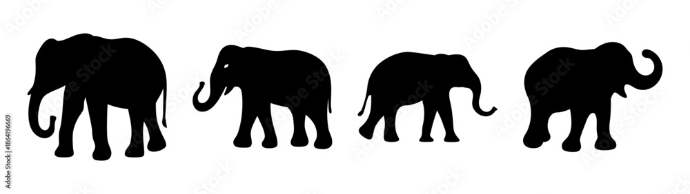 Obraz premium Silhouettes of four elephants