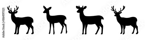 Four silhouetted deer