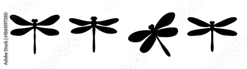 Four dragonflies in a row