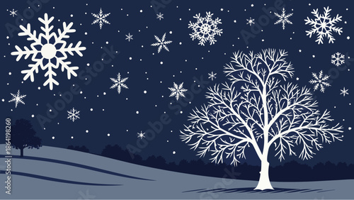 winter landscape with tree