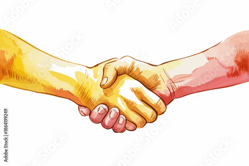 A heartfelt illustration of two hands shaking, symbolizing trust, cooperation, and connection between people in both personal and professional relationships.